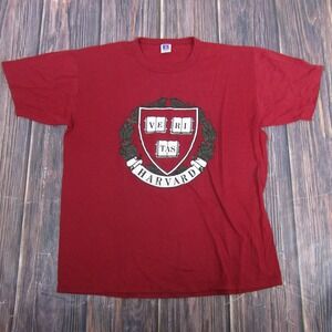Vintage Harvard Crimson Shirt Mens Large Red NCAA College Russell Athletic 90s